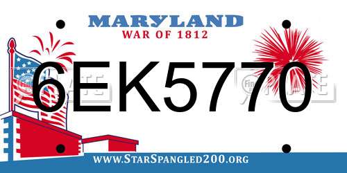 6EK5770 Maryland License Plate