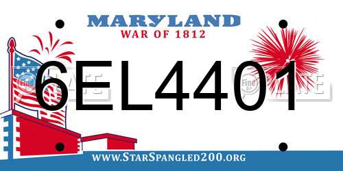 6EL4401 Maryland License Plate