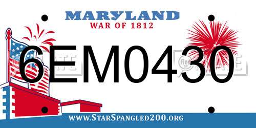 6EM0430 Maryland License Plate