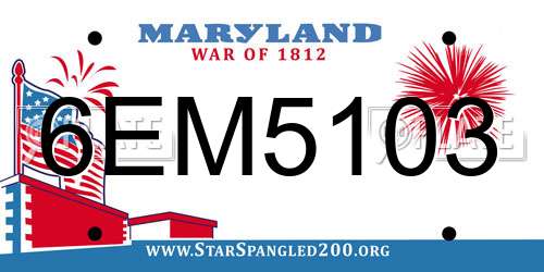 6EM5103 Maryland License Plate