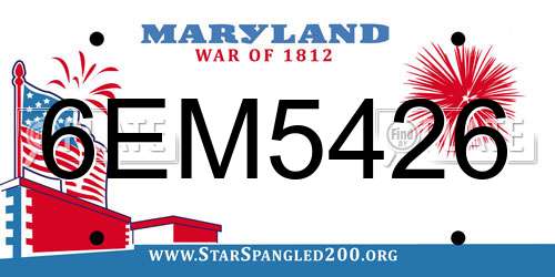 6EM5426 Maryland License Plate