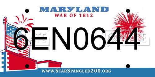 6EN0644 Maryland License Plate