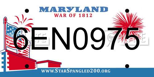 6EN0975 Maryland License Plate