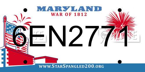 6EN2771 Maryland License Plate