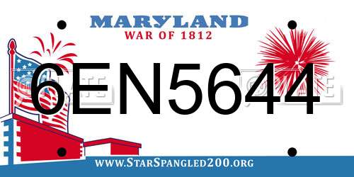 6EN5644 Maryland License Plate