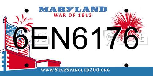 6EN6176 Maryland License Plate