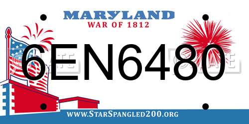 6EN6480 Maryland License Plate