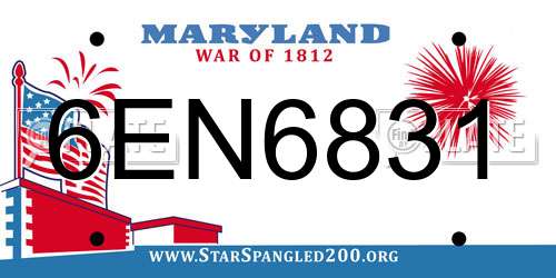 6EN6831 Maryland License Plate