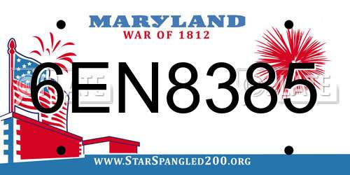 6EN8385 Maryland License Plate