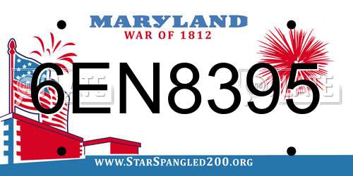 6EN8395 Maryland License Plate