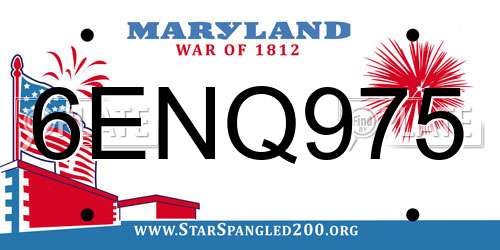 6ENQ975 Maryland License Plate