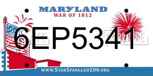 6EP5341 Maryland License Plate
