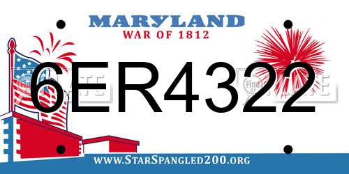 6ER4322 Maryland License Plate