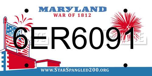 6ER6091 Maryland License Plate