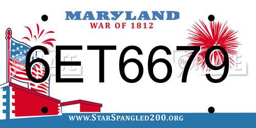 6ET6679 Maryland License Plate