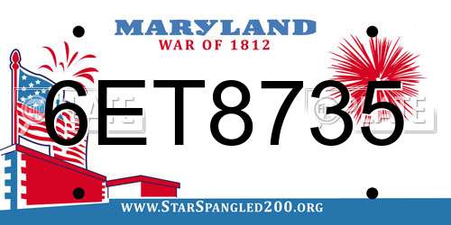 6ET8735 Maryland License Plate