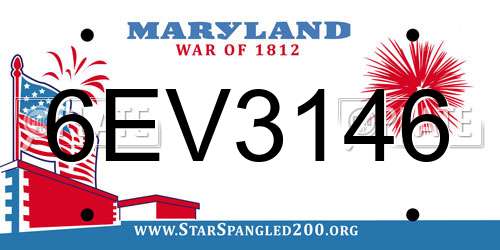 6EV3146 Maryland License Plate