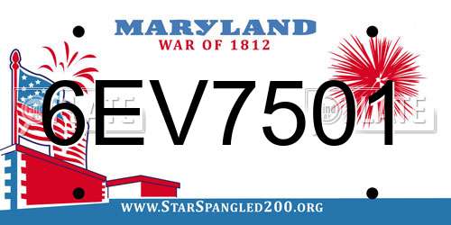 6EV7501 Maryland License Plate
