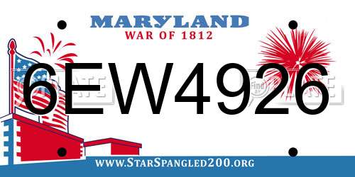 6EW4926 Maryland License Plate