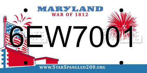 6EW7001 Maryland License Plate