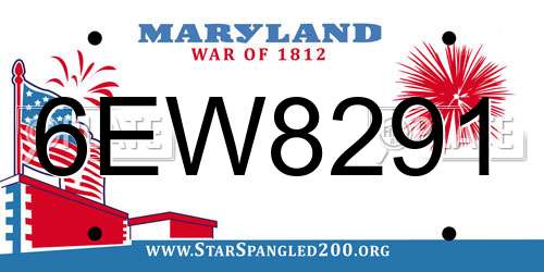 6EW8291 Maryland License Plate