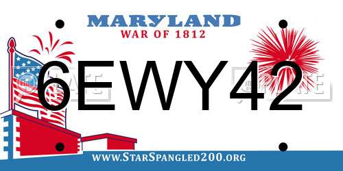 6EWY42 Maryland License Plate