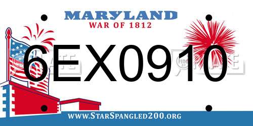 6EX0910 Maryland License Plate