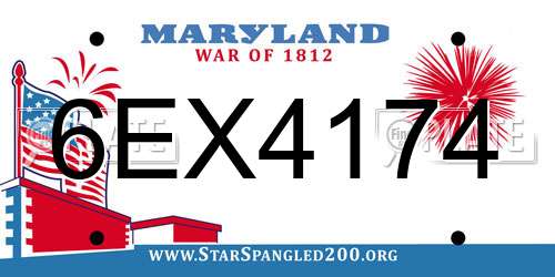 6EX4174 Maryland License Plate