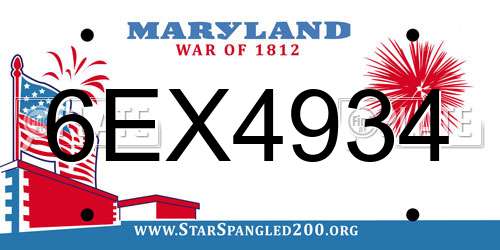 6EX4934 Maryland License Plate