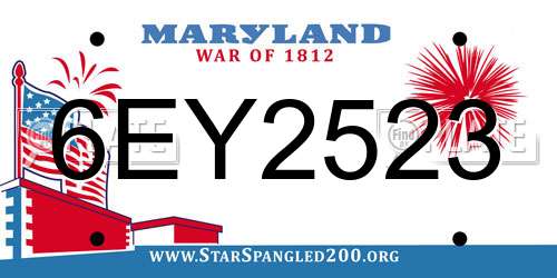 6EY2523 Maryland License Plate