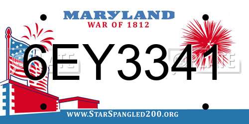 6EY3341 Maryland License Plate