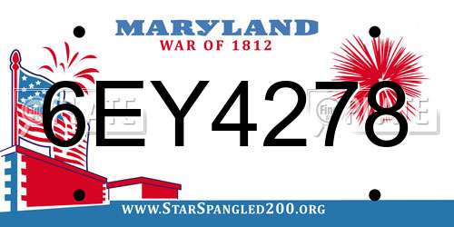 6EY4278 Maryland License Plate