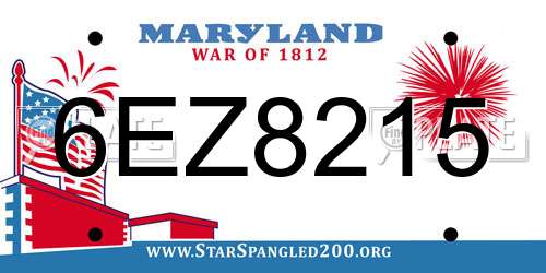 6EZ8215 Maryland License Plate