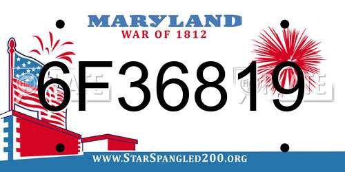 6F36819 Maryland License Plate