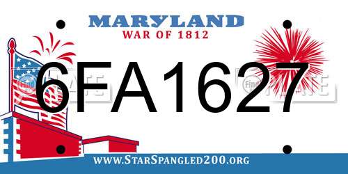6FA1627 Maryland License Plate