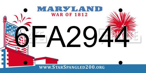 6FA2944 Maryland License Plate