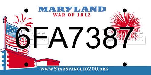 6FA7387 Maryland License Plate