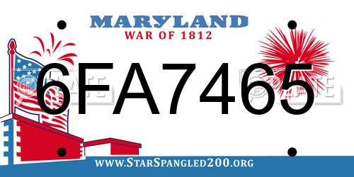 6FA7465 Maryland License Plate