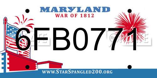 6FB0771 Maryland License Plate