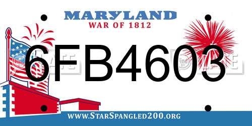 6FB4603 Maryland License Plate