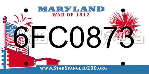 6FC0873 Maryland License Plate