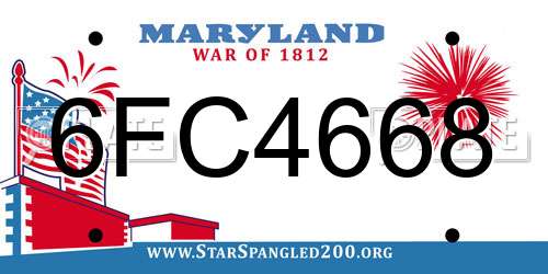 6FC4668 Maryland License Plate
