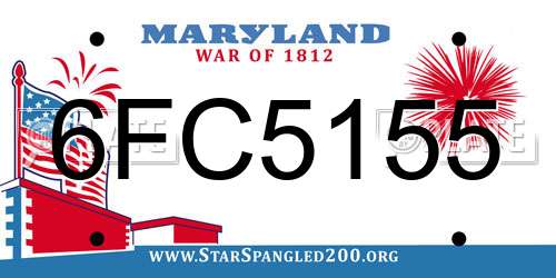6FC5155 Maryland License Plate