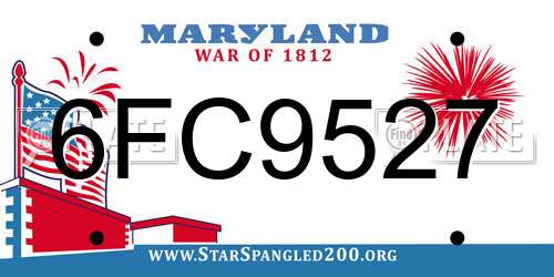 6FC9527 Maryland License Plate