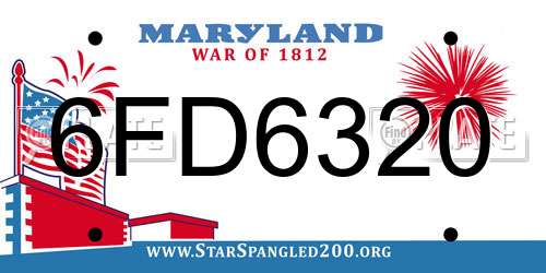 6FD6320 Maryland License Plate