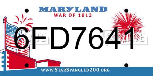 6FD7641 Maryland License Plate