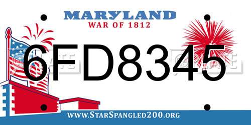 6FD8345 Maryland License Plate