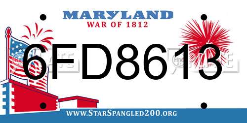 6FD8613 Maryland License Plate