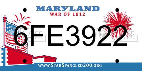 6FE3922 Maryland License Plate