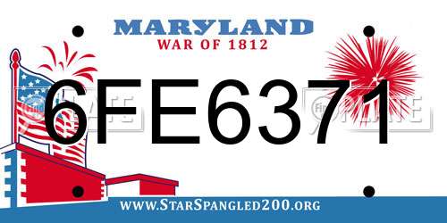 6FE6371 Maryland License Plate